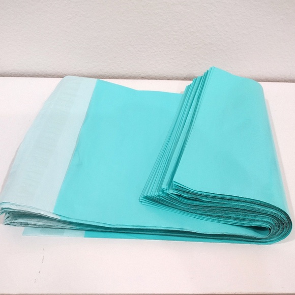 Teal Aqua 8x10.5" Poly Mailers 80 Mailer Shipping Bags Semi-Sheer with Adhesive - Picture 2 of 5